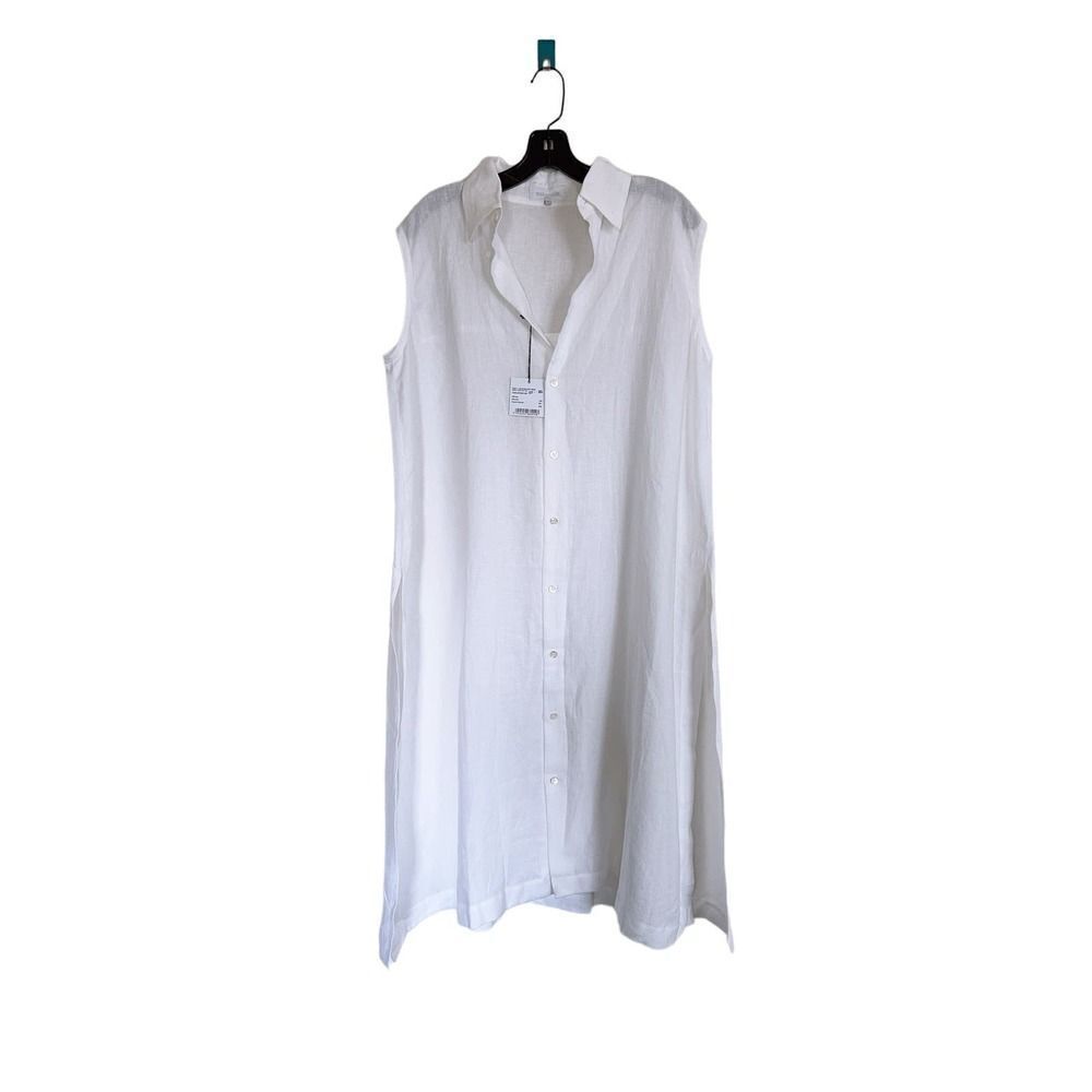 ESKANDAR   Slim A-line Sleeveless Shirtdress With Collar In White size 1 - Picture 4 of 8
